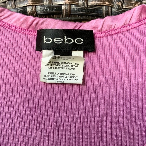BEBE TANK TOP WITH SILK TRIM, SIZE MEDIUM, RASPBERRY. - Picture 2 of 7